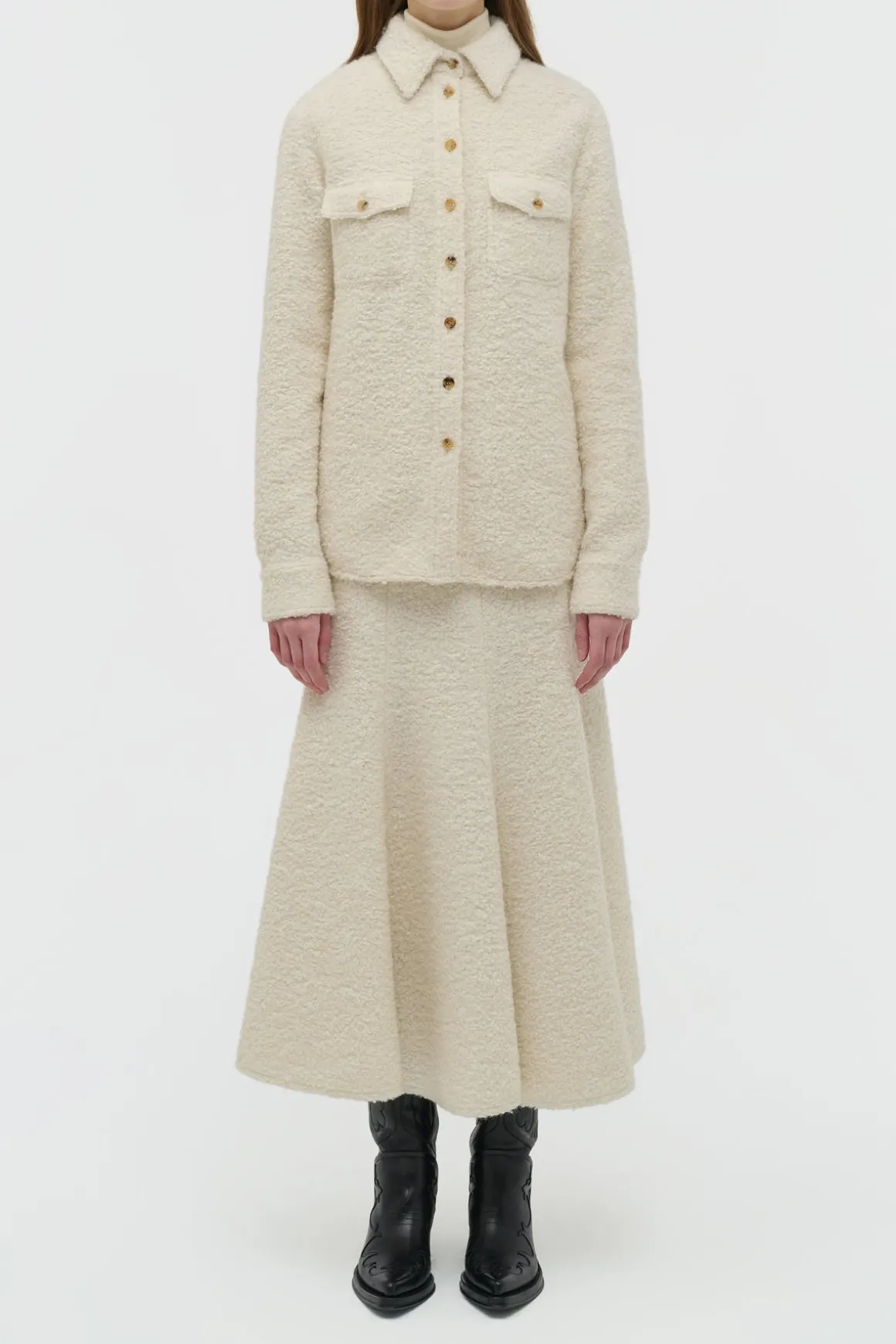 John Austin Shirt in Ivory Recycled Cashmere Boucle