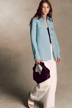 John Austin Shirt in Light Blue Cashmere Felt