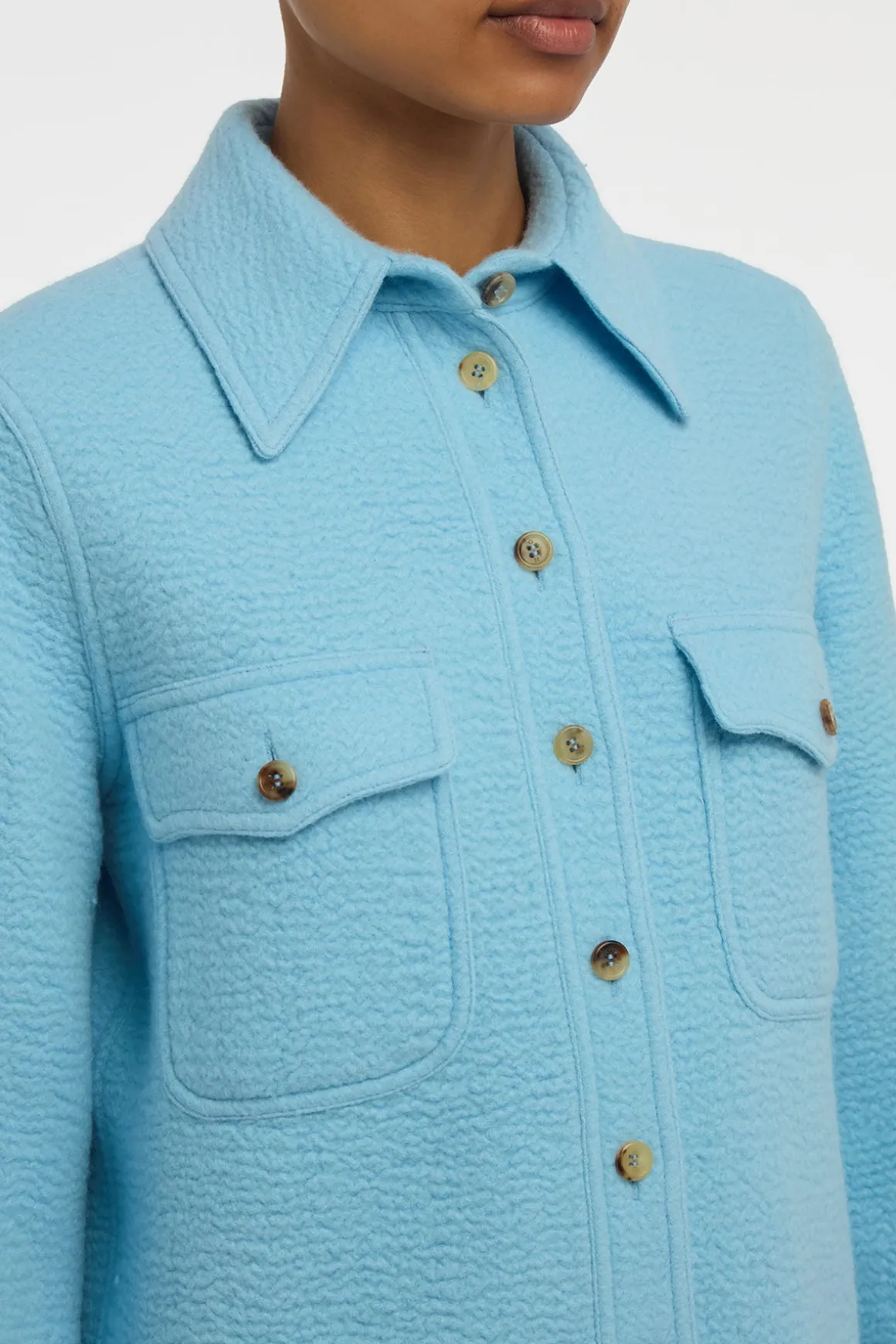 John Austin Shirt in Light Blue Cashmere Felt