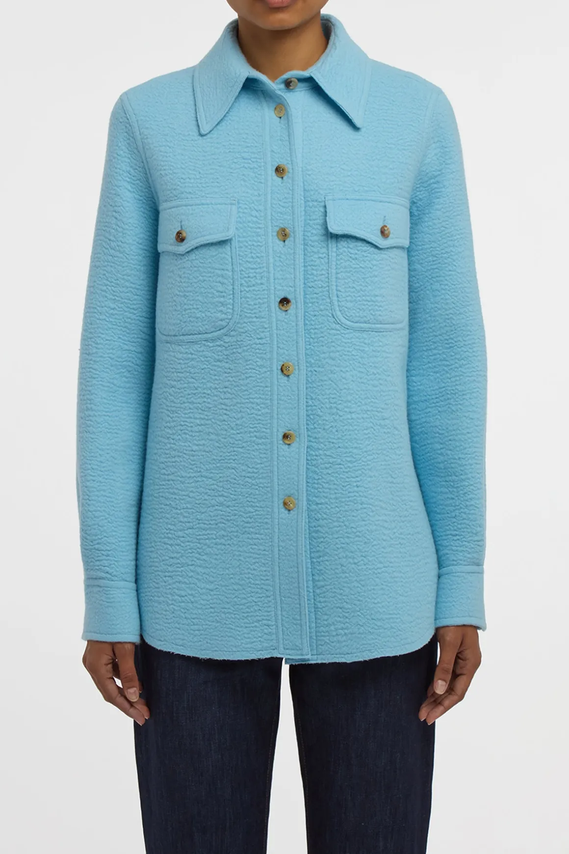 John Austin Shirt in Light Blue Cashmere Felt