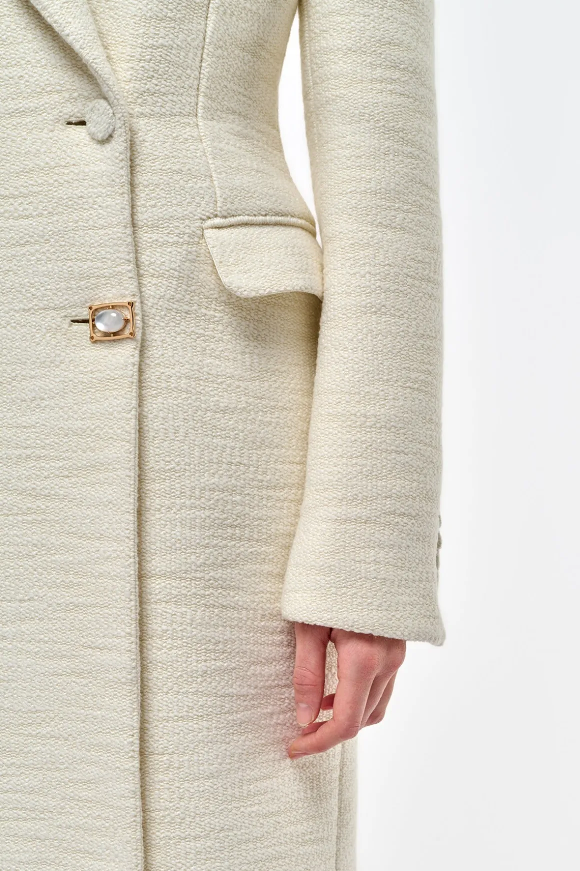 Julien Coat in Ivory Recycled Wool Silk Cashmere