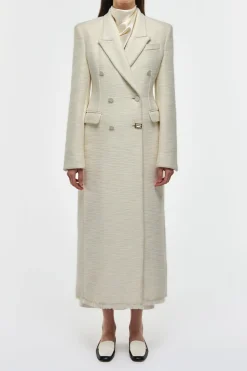 Julien Coat in Ivory Recycled Wool Silk Cashmere