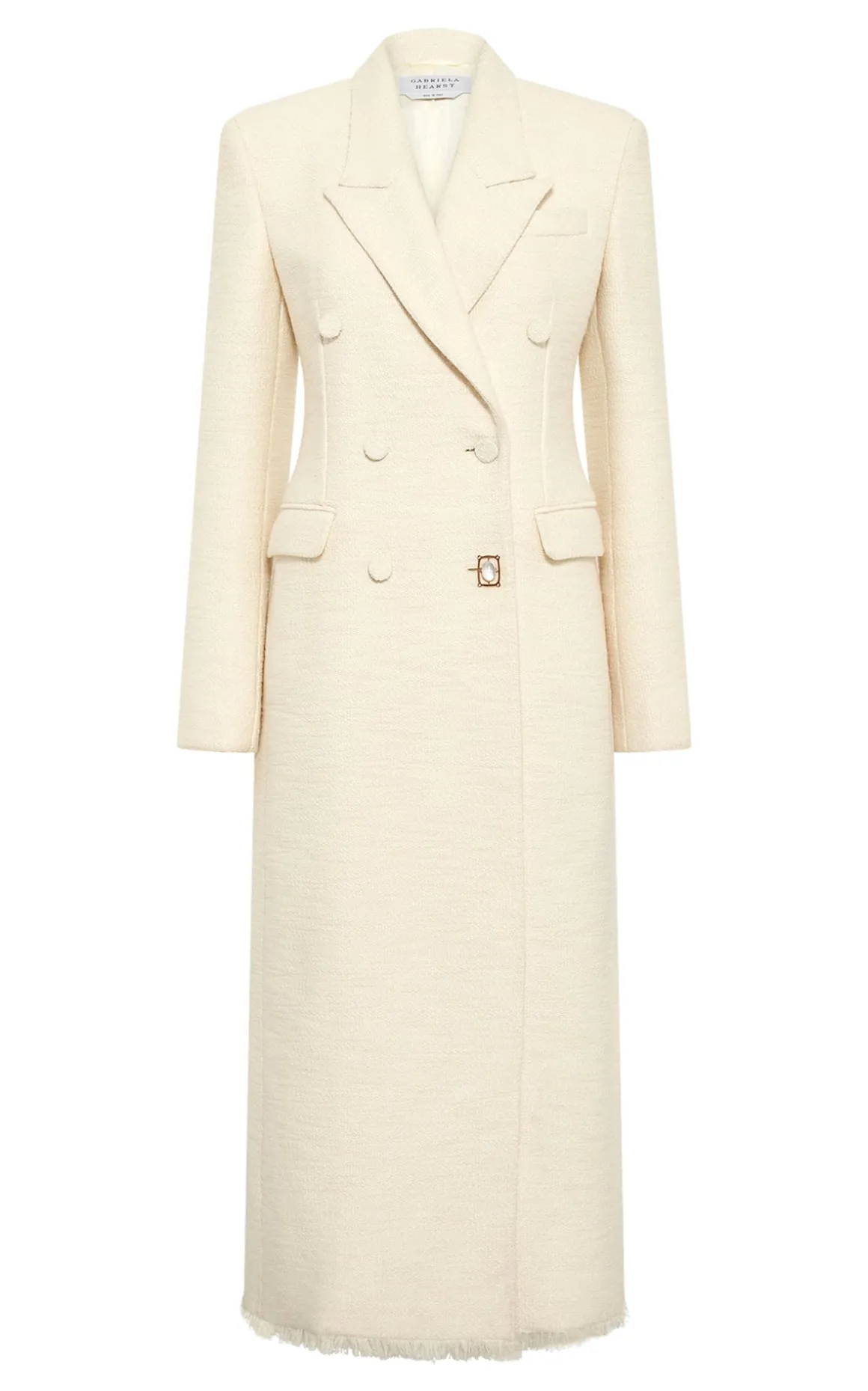 Julien Coat in Ivory Recycled Wool Silk Cashmere