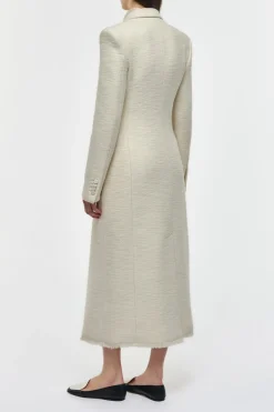 Julien Coat in Ivory Recycled Wool Silk Cashmere