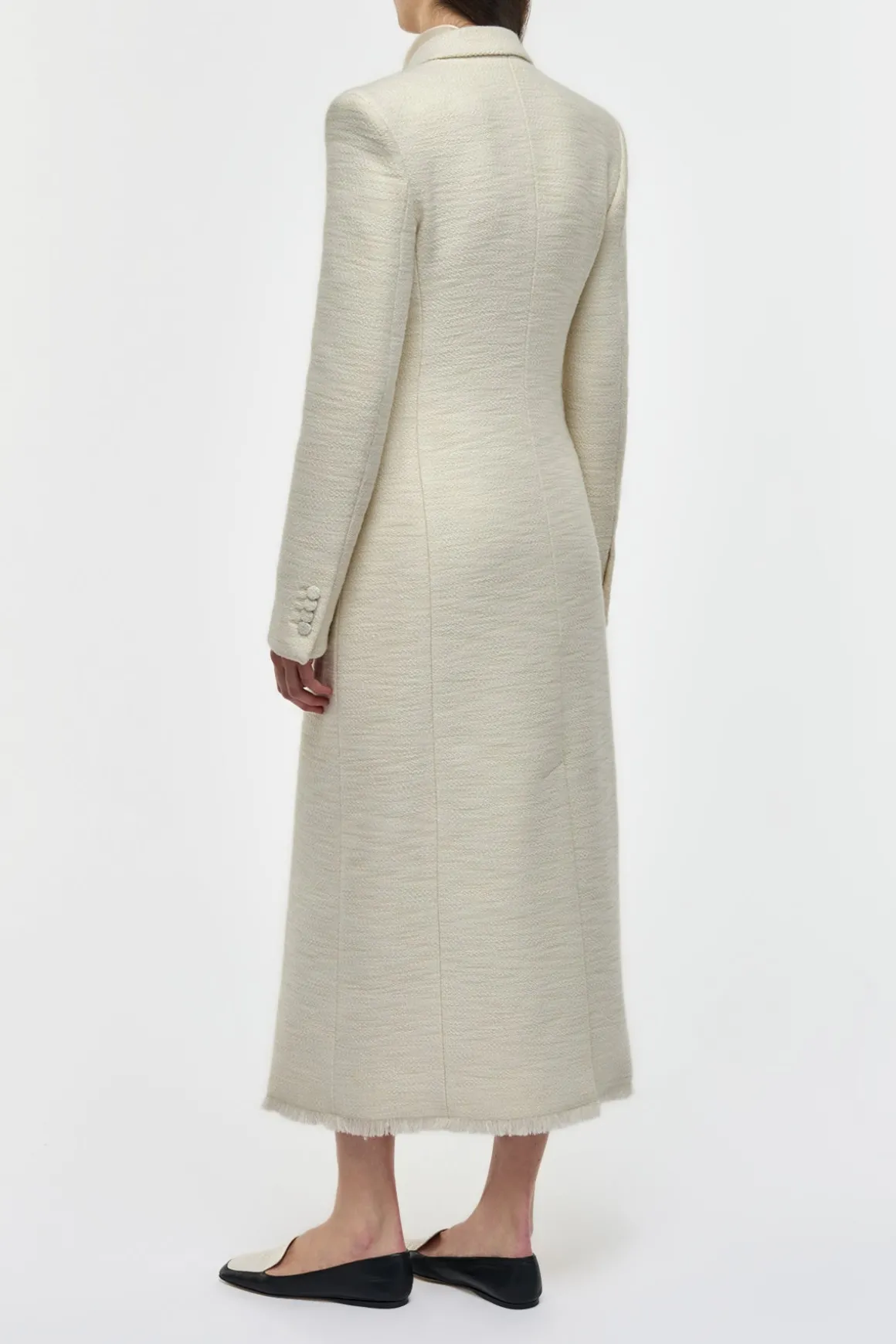 Julien Coat in Ivory Recycled Wool Silk Cashmere