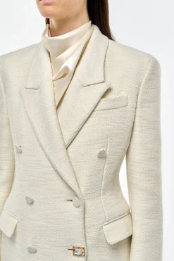 Julien Coat in Ivory Recycled Wool Silk Cashmere