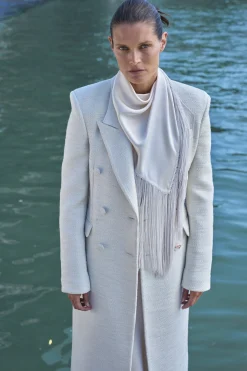 Julien Coat in Ivory Recycled Wool Silk Cashmere