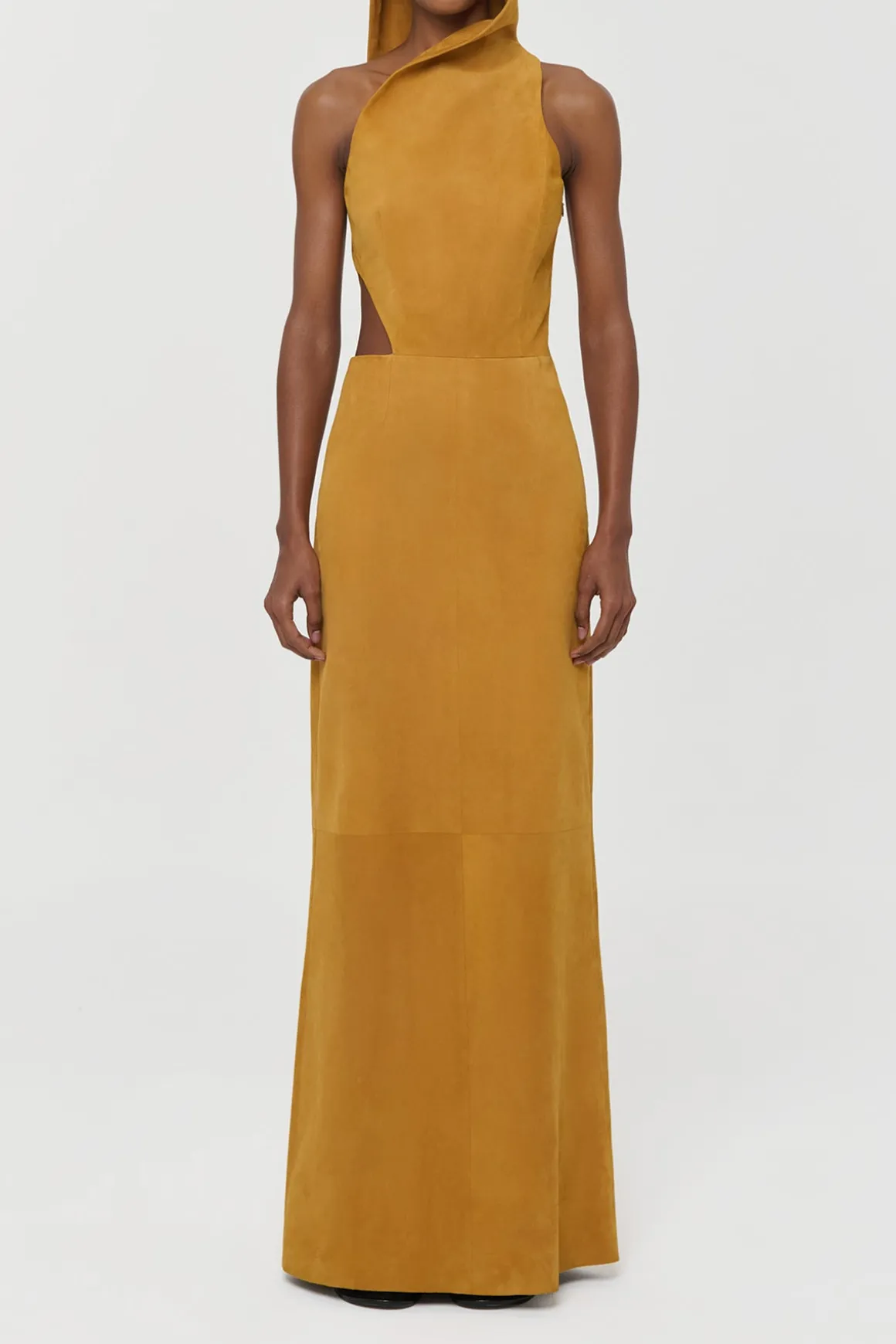 Kallen Hoodie Maxi Dress In Cashew Suede