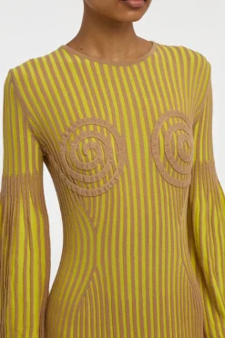 Karina Knit Maxi Dress in Citrine & Camel Merino Wool