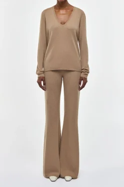 Kaulike Knit Pants in Camel Brushed Cashmere