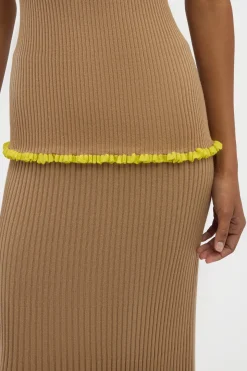 Kavya Knit Maxi Skirt in Camel Cashmere Silk