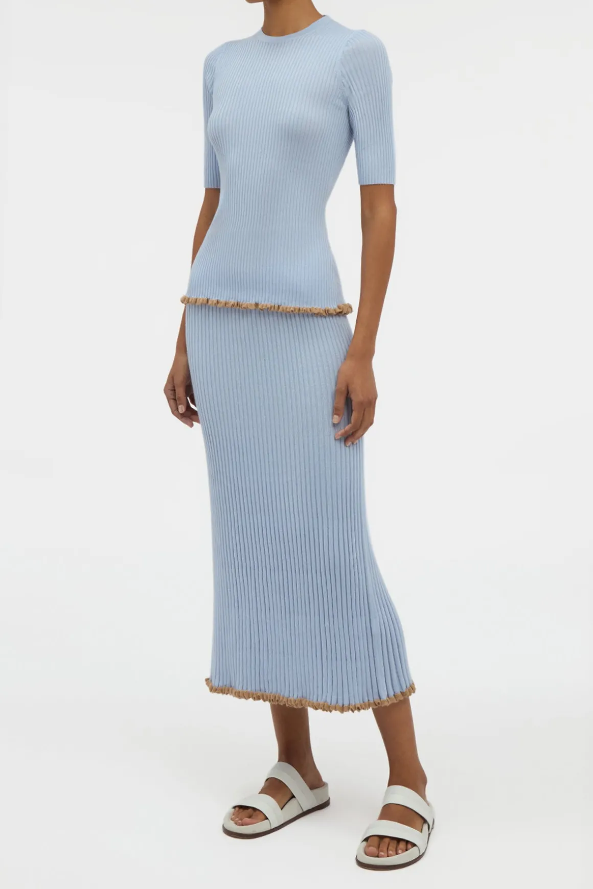 Kavya Knit Skirt in Halogen Blue Cashmere Silk
