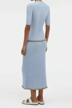 Kavya Knit Skirt in Halogen Blue Cashmere Silk
