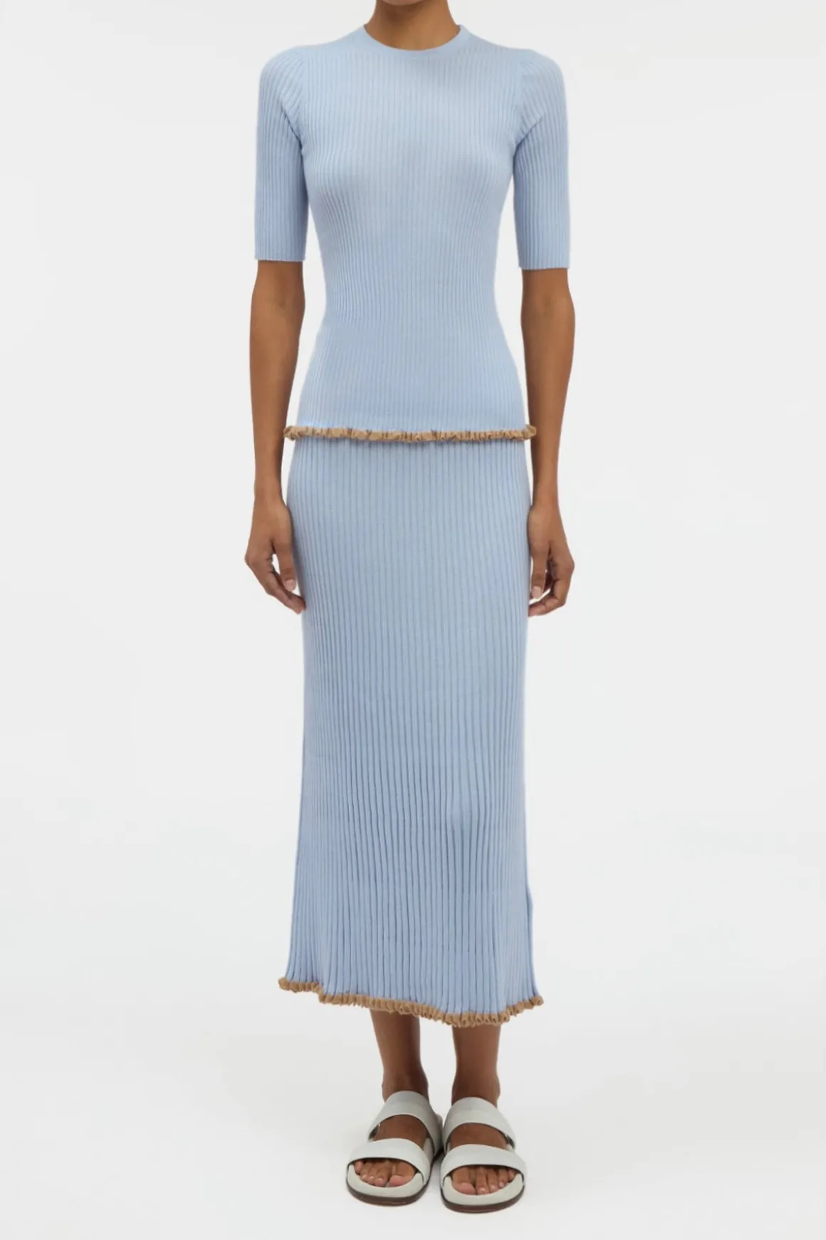 Kavya Knit Skirt in Halogen Blue Cashmere Silk