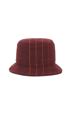 Kiran Bucket Hat in Burnt Sienna Multi Pinstripe Wool Cashmere