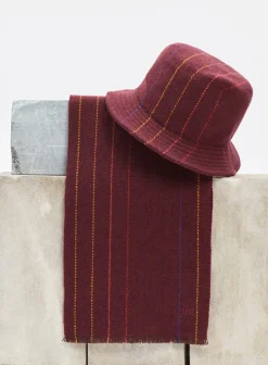 Kiran Bucket Hat in Burnt Sienna Multi Pinstripe Wool Cashmere