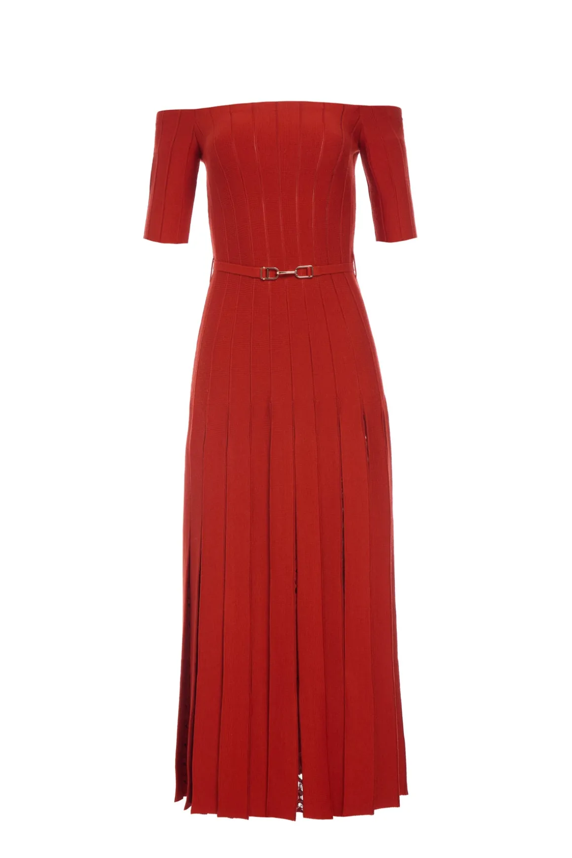 Kurt Knit Pleated Maxi Dress in Antelope Orange Merino Wool