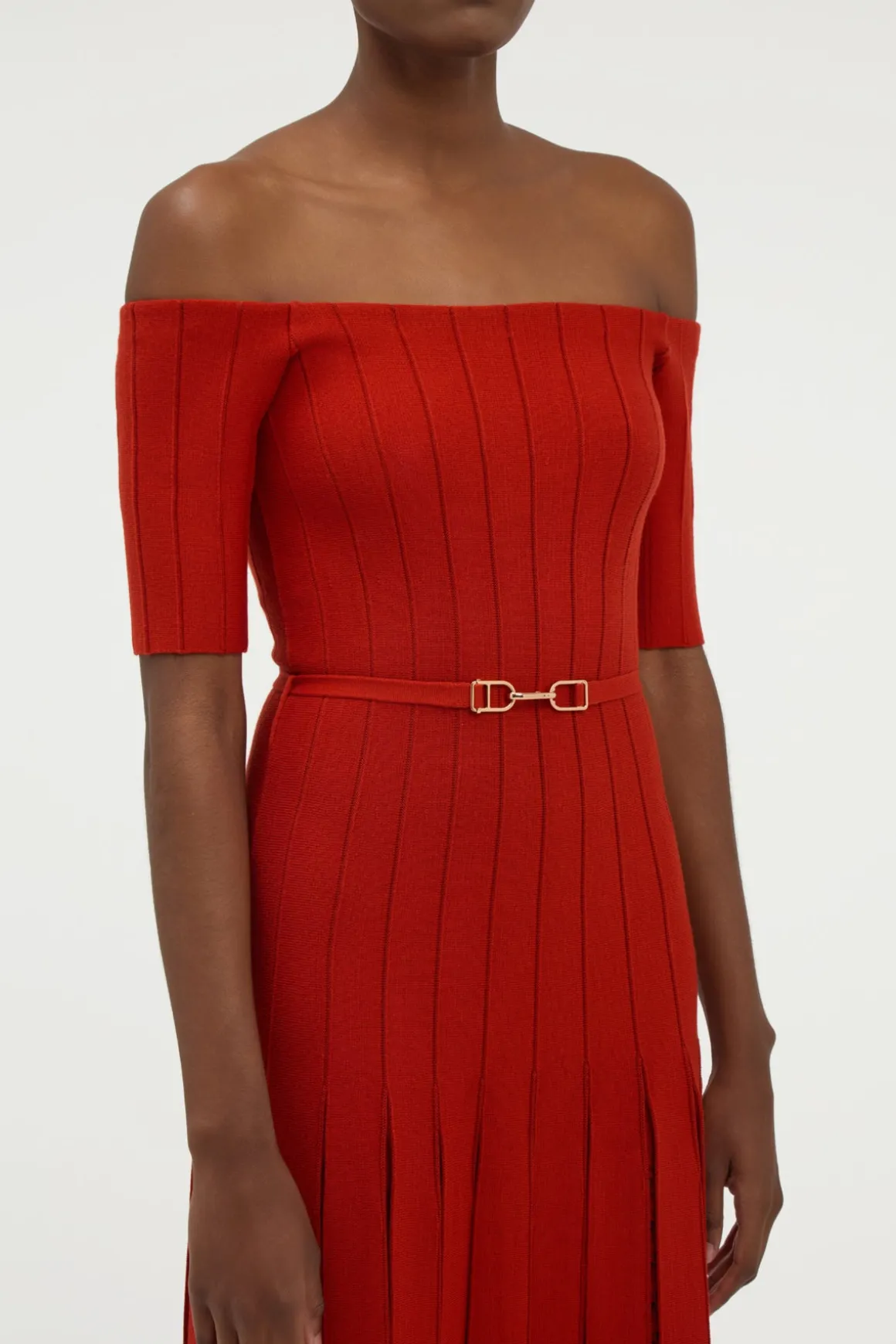 Kurt Knit Pleated Maxi Dress in Antelope Orange Merino Wool