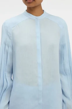 Laetitia Blouse in Light Blue Aloe Linen