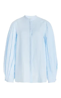 Laetitia Blouse in Light Blue Aloe Linen