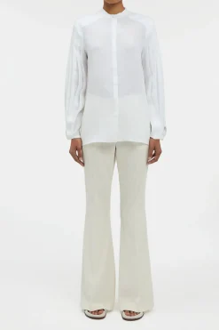 Laetitia Blouse in White Aloe Linen