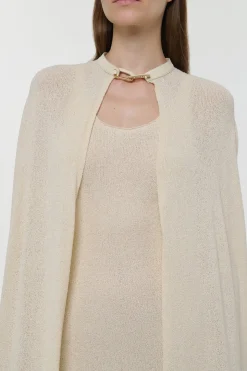 Laleh Knit Cape in Off White Mulberry Silk