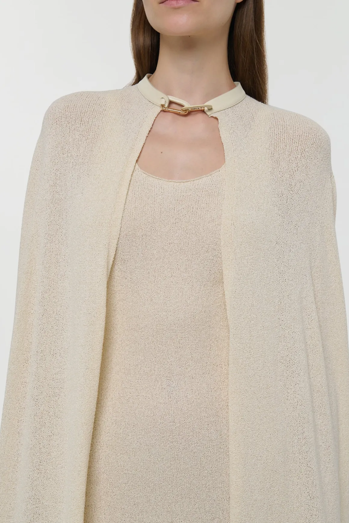 Laleh Knit Cape in Off White Mulberry Silk