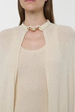Laleh Knit Cape in Off White Mulberry Silk