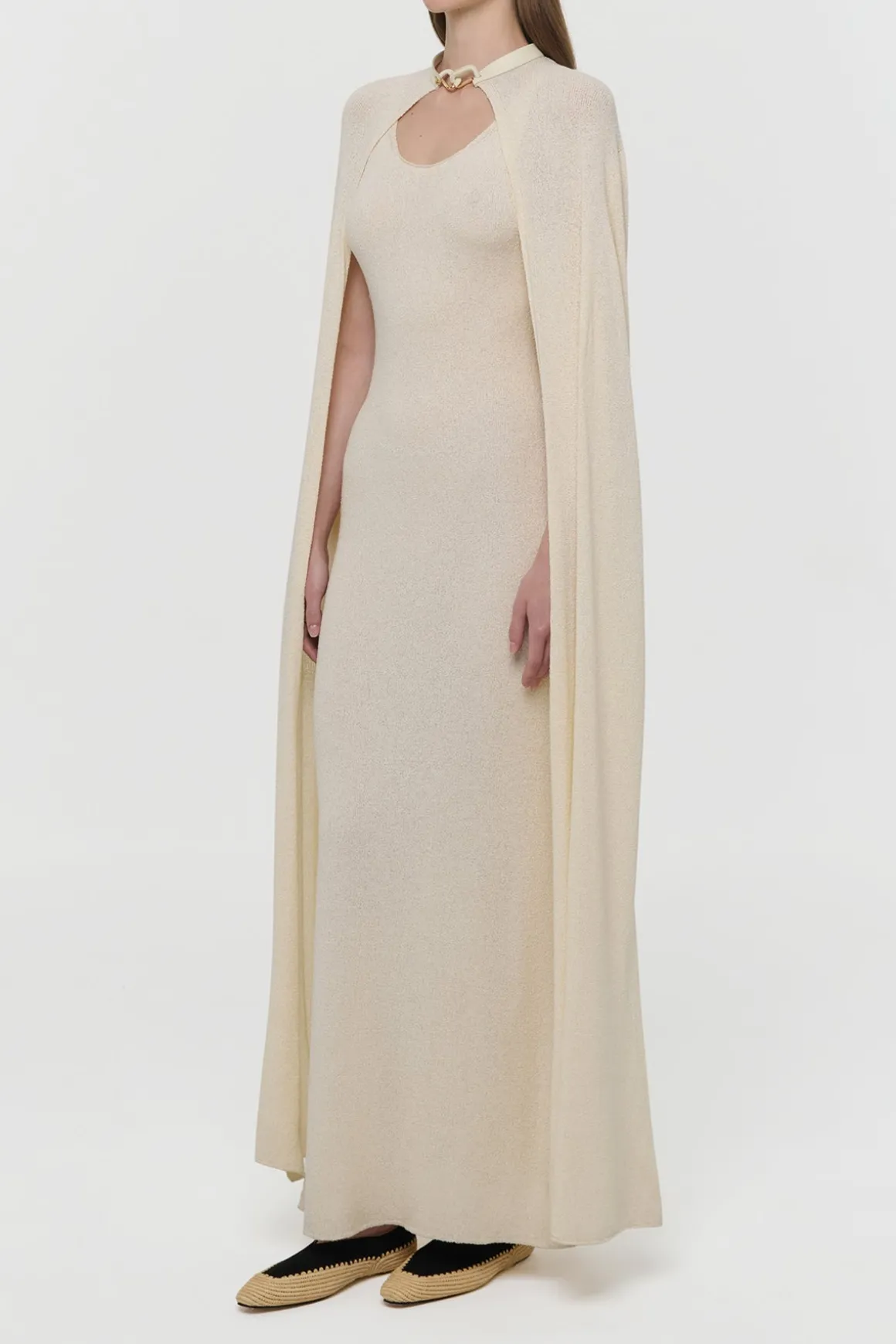 Laleh Knit Cape in Off White Mulberry Silk