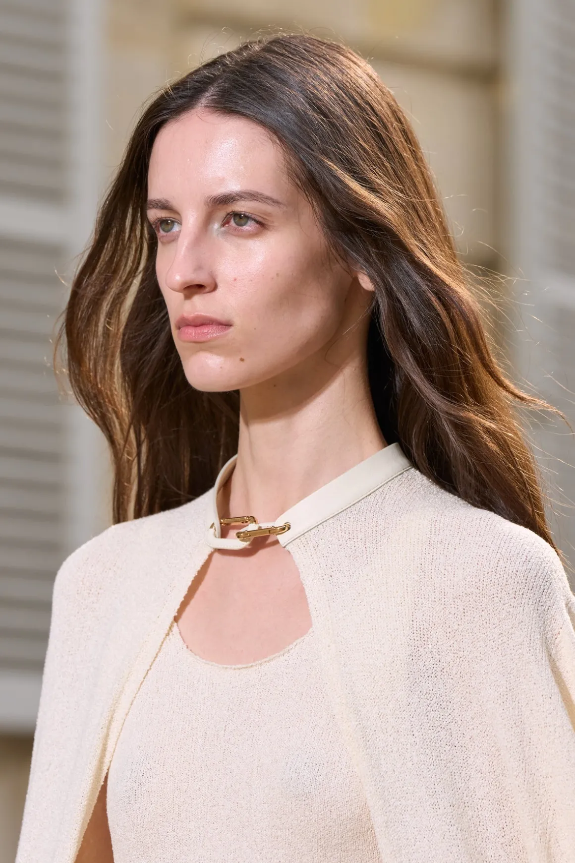 Laleh Knit Cape in Off White Mulberry Silk