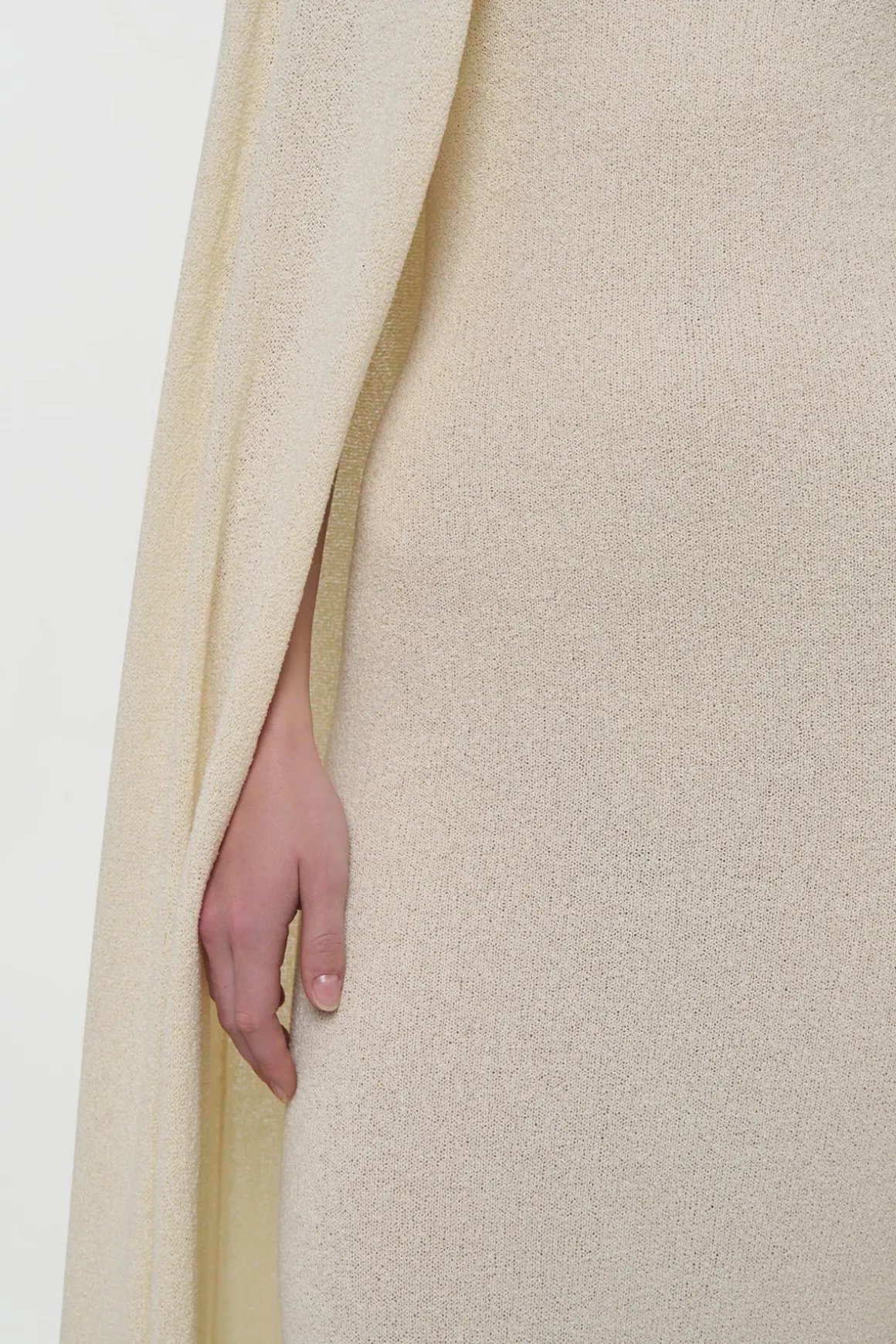 Laleh Knit Cape in Off White Mulberry Silk