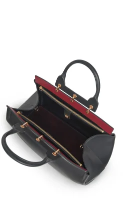 Large Amethyst Tote Bag in Black Nappa Leather