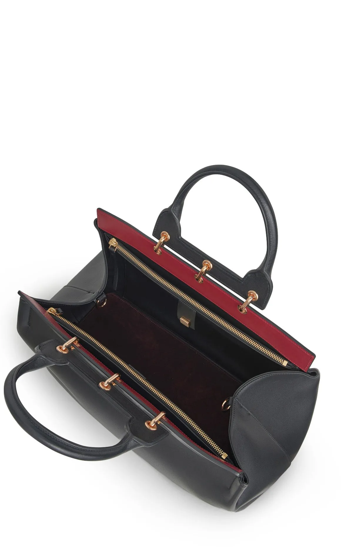 Large Amethyst Tote Bag in Black Nappa Leather