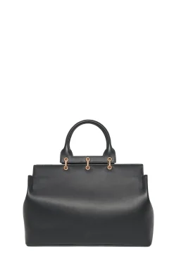 Large Amethyst Tote Bag in Black Nappa Leather