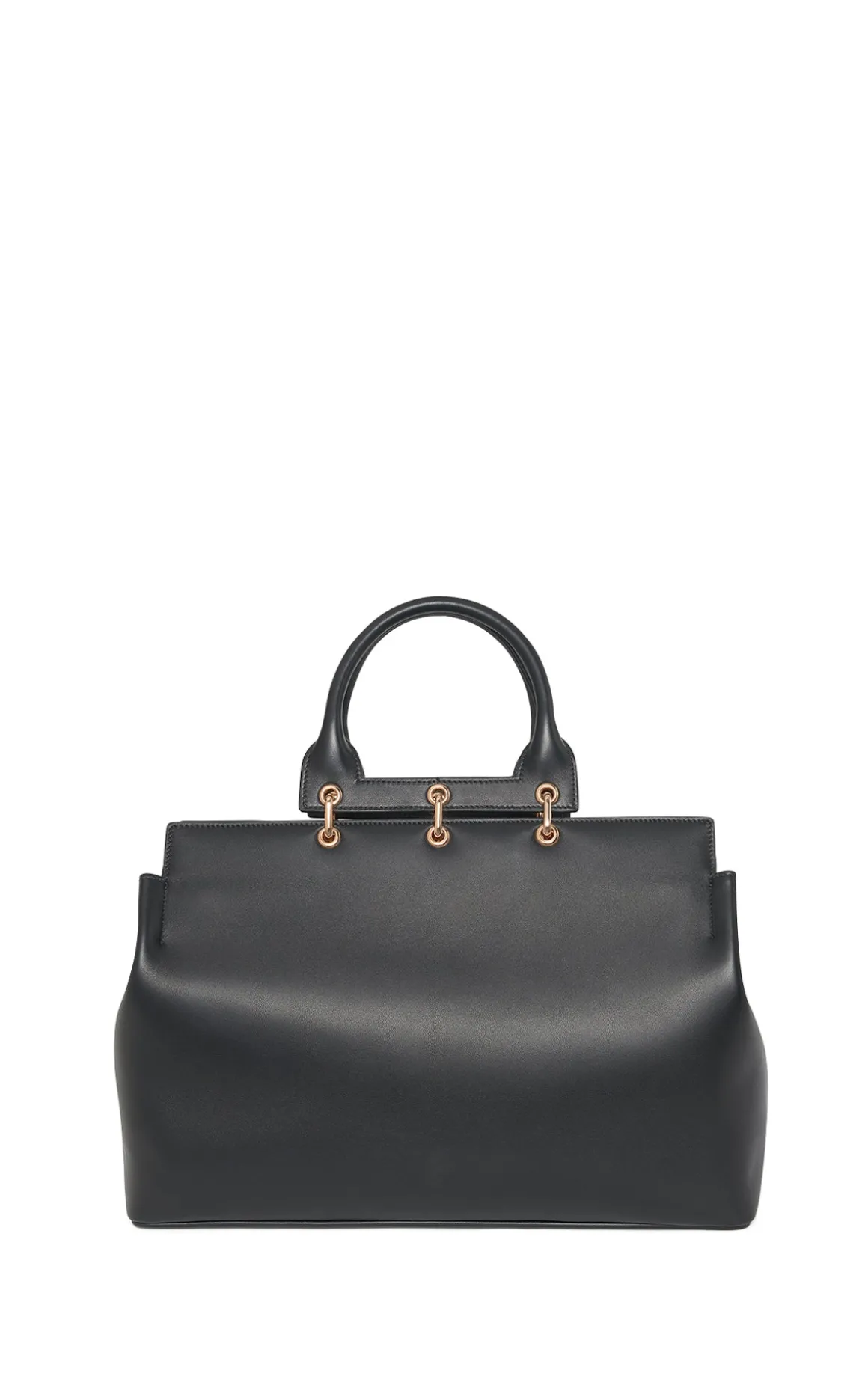 Large Amethyst Tote Bag in Black Nappa Leather