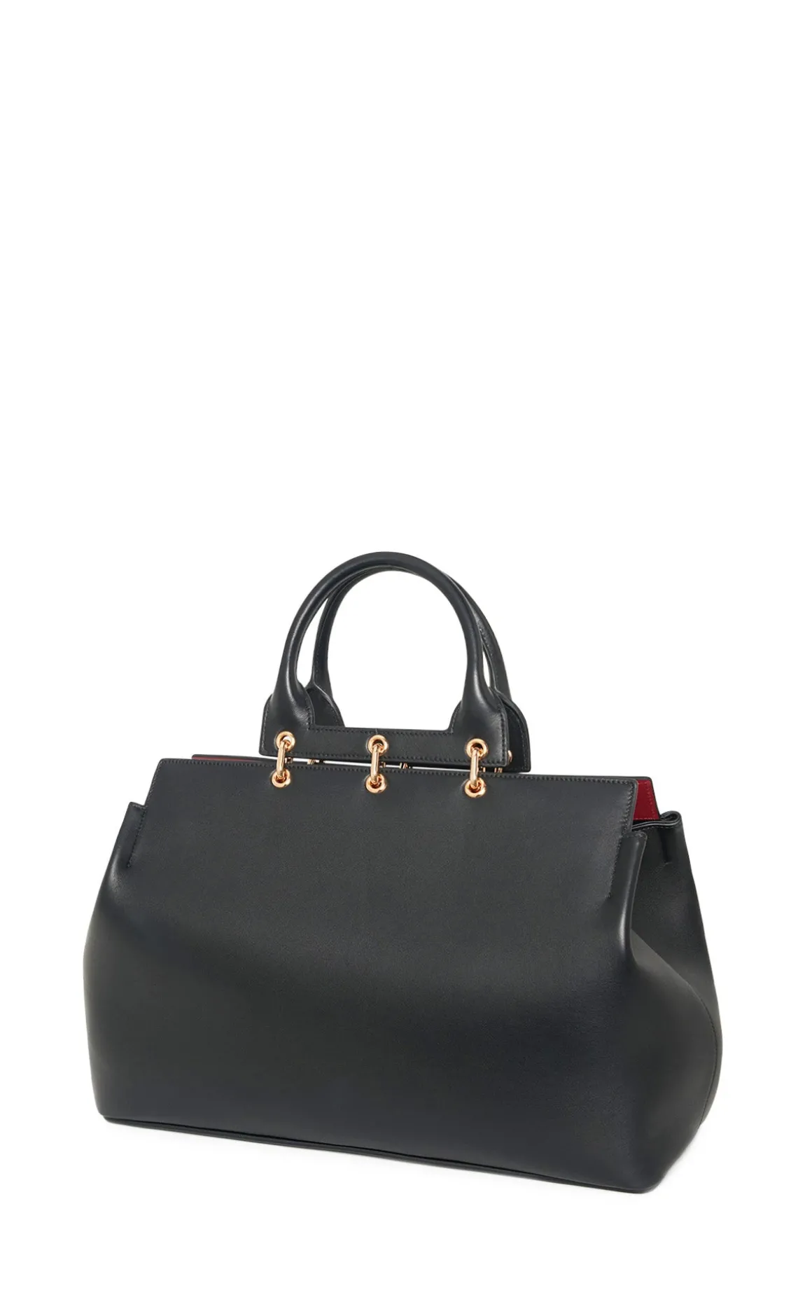Large Amethyst Tote Bag in Black Nappa Leather