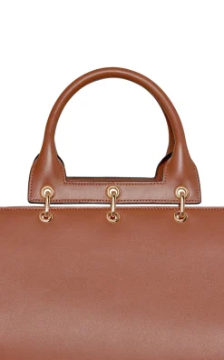 Large Amethyst Tote Bag in Cognac Nappa Leather