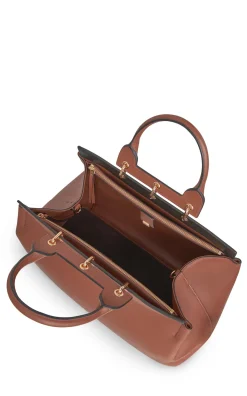 Large Amethyst Tote Bag in Cognac Nappa Leather