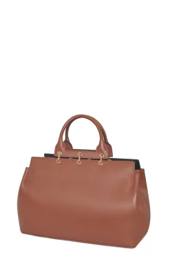 Large Amethyst Tote Bag in Cognac Nappa Leather