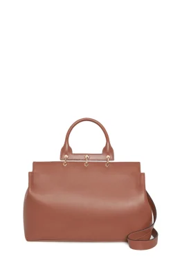 Large Amethyst Tote Bag in Cognac Nappa Leather