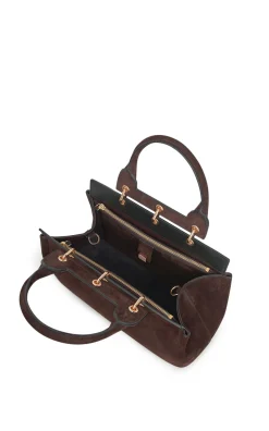 Large Amethyst Tote Bag in Dark Brown Suede