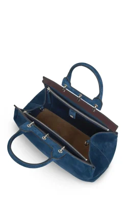 Large Amethyst Tote Bag in Navy Suede