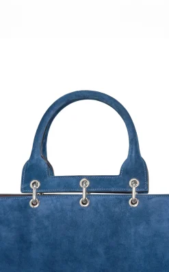 Large Amethyst Tote Bag in Navy Suede