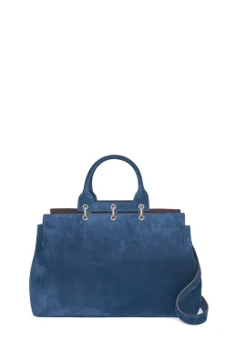 Large Amethyst Tote Bag in Navy Suede