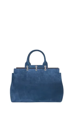 Large Amethyst Tote Bag in Navy Suede