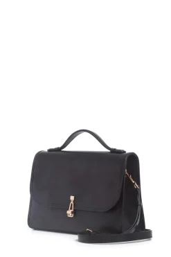 Large Leonora Flap Bag in Black Leather