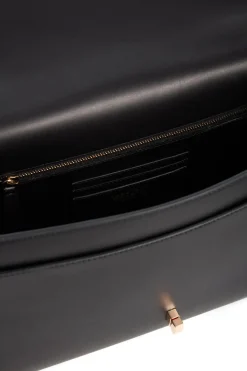 Large Leonora Flap Bag in Black Leather
