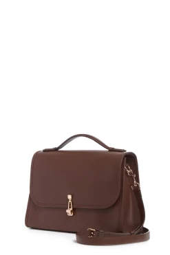 Large Leonora Flap Bag in Chocolate Leather