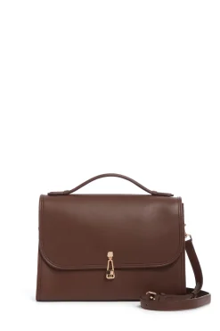 Large Leonora Flap Bag in Chocolate Leather