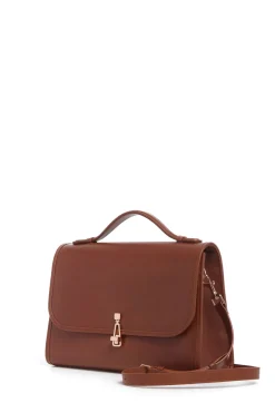 Large Leonora Flap Bag in Cognac Leather